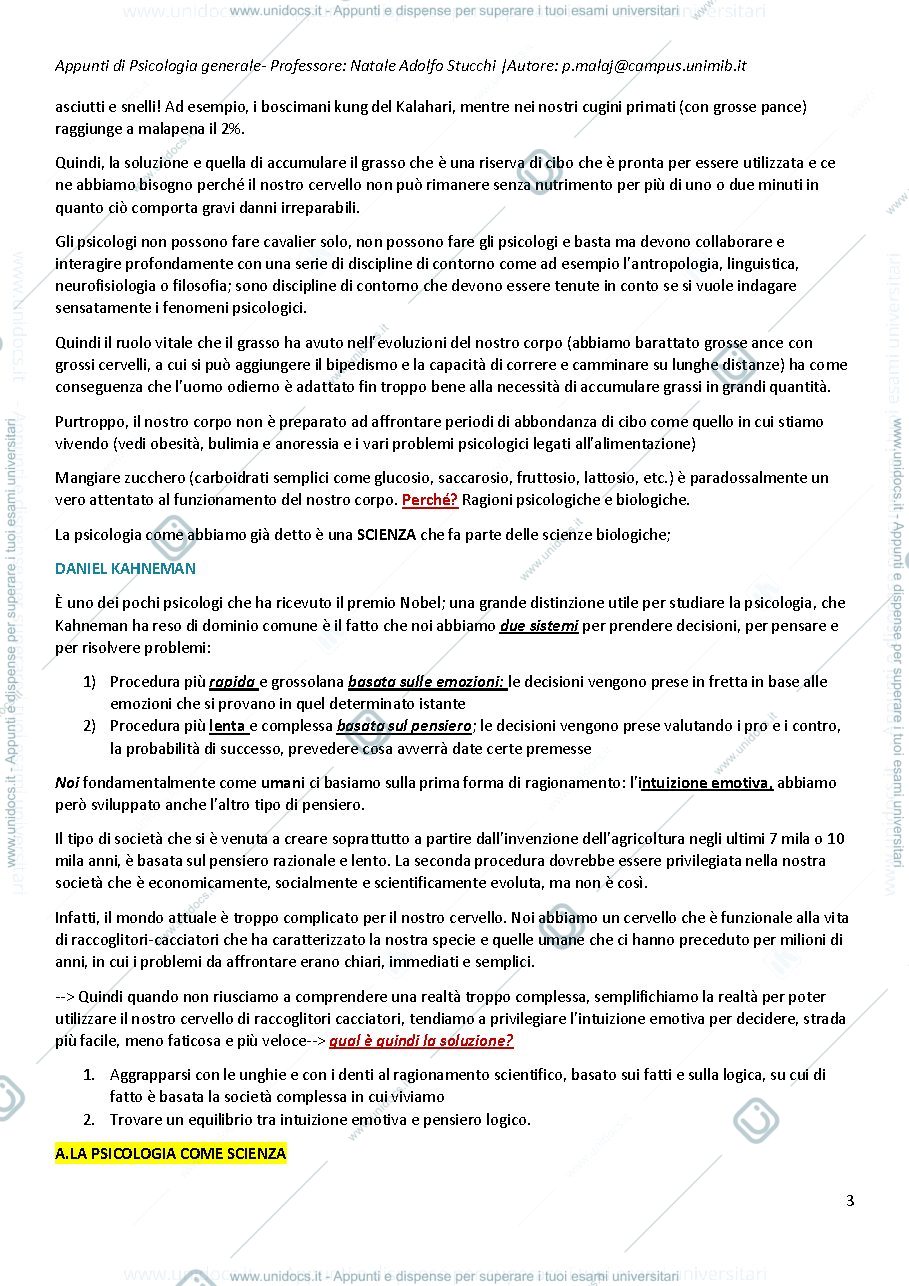 Anteprima pagina 3 — Appunti psicologia generale 