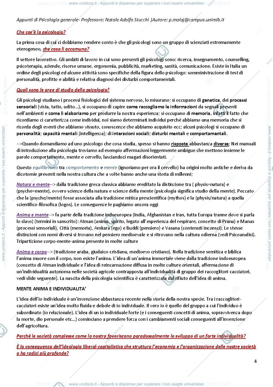 Anteprima pagina 4 — Appunti psicologia generale 