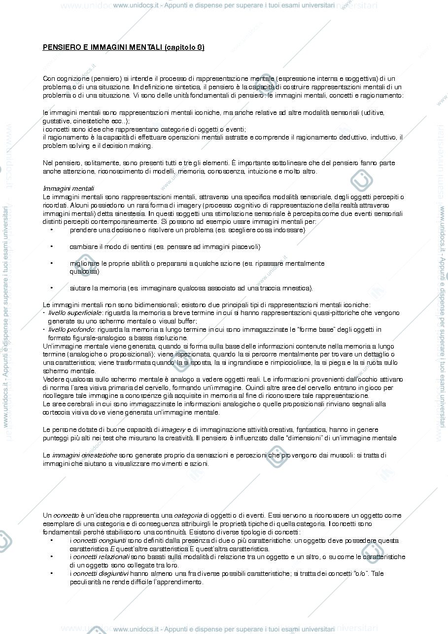 Anteprima pagina 1 — Pensiero e immagini mentali 
