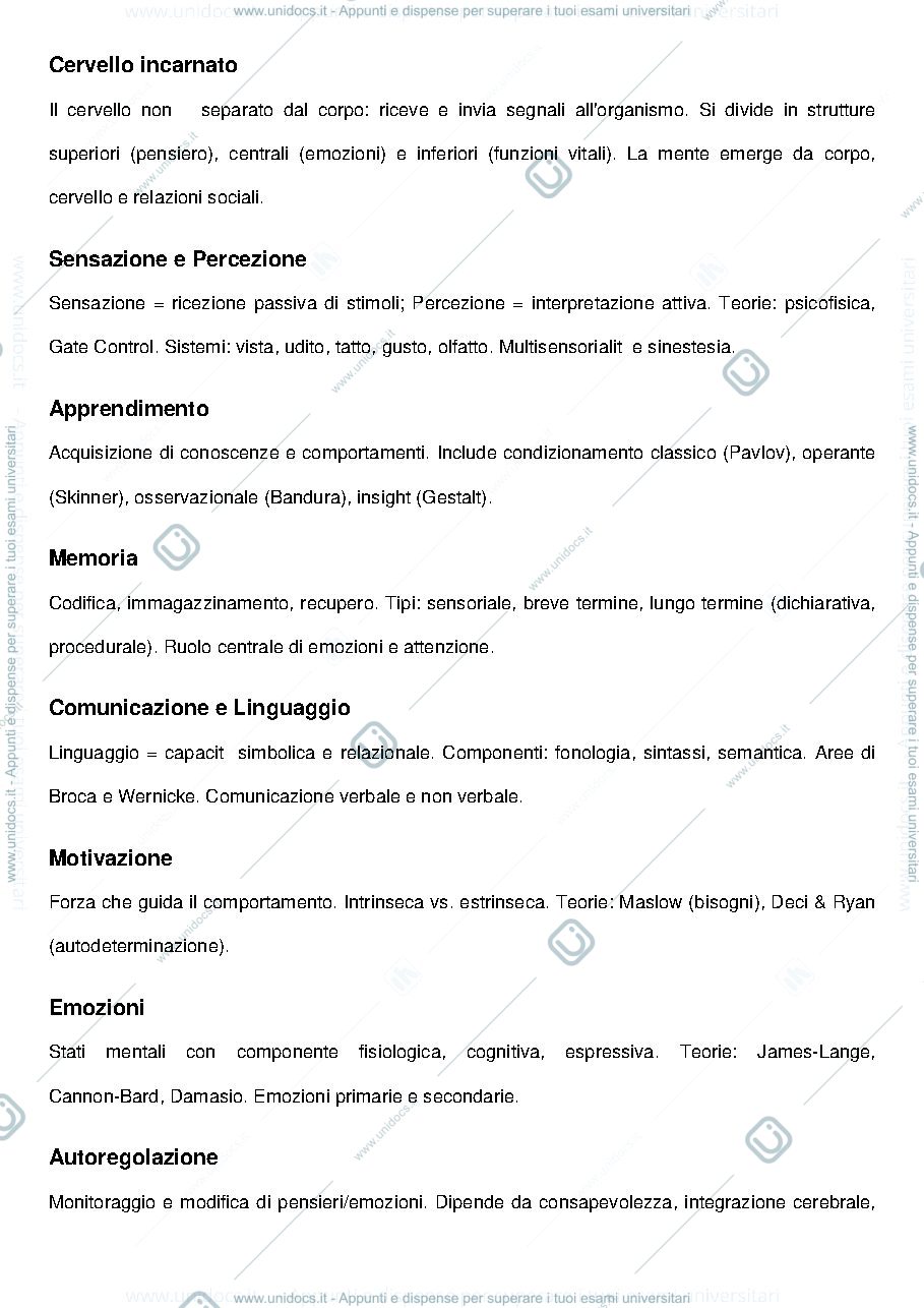 Anteprima pagina 1 — RIASSUNTO DI PSICOLOGIA GENERALE 
