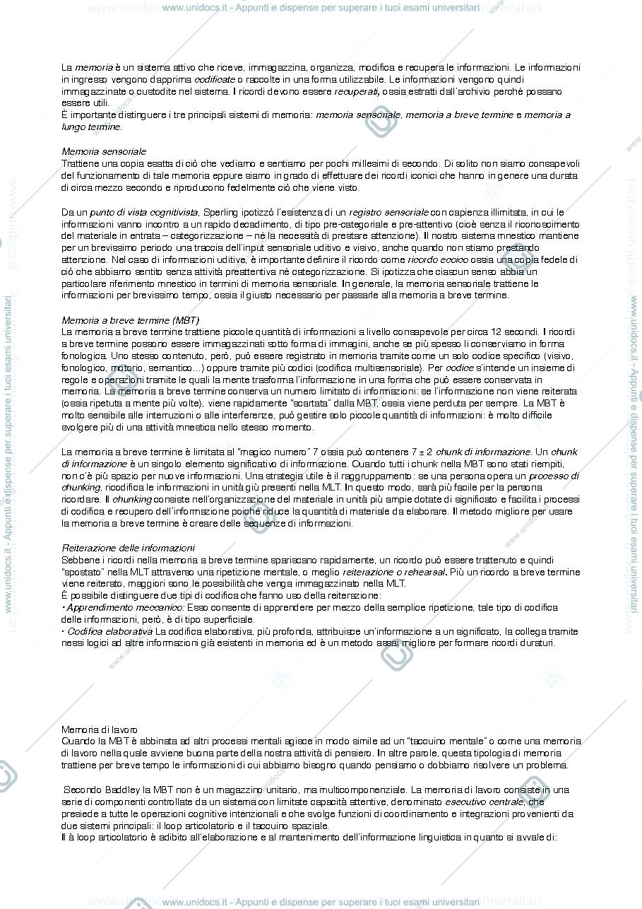 Anteprima pagina 1 — La memoria 
