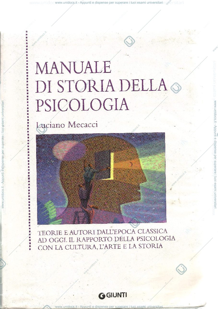 Anteprima pagina 1 — Manuale di Storia della Psicologia