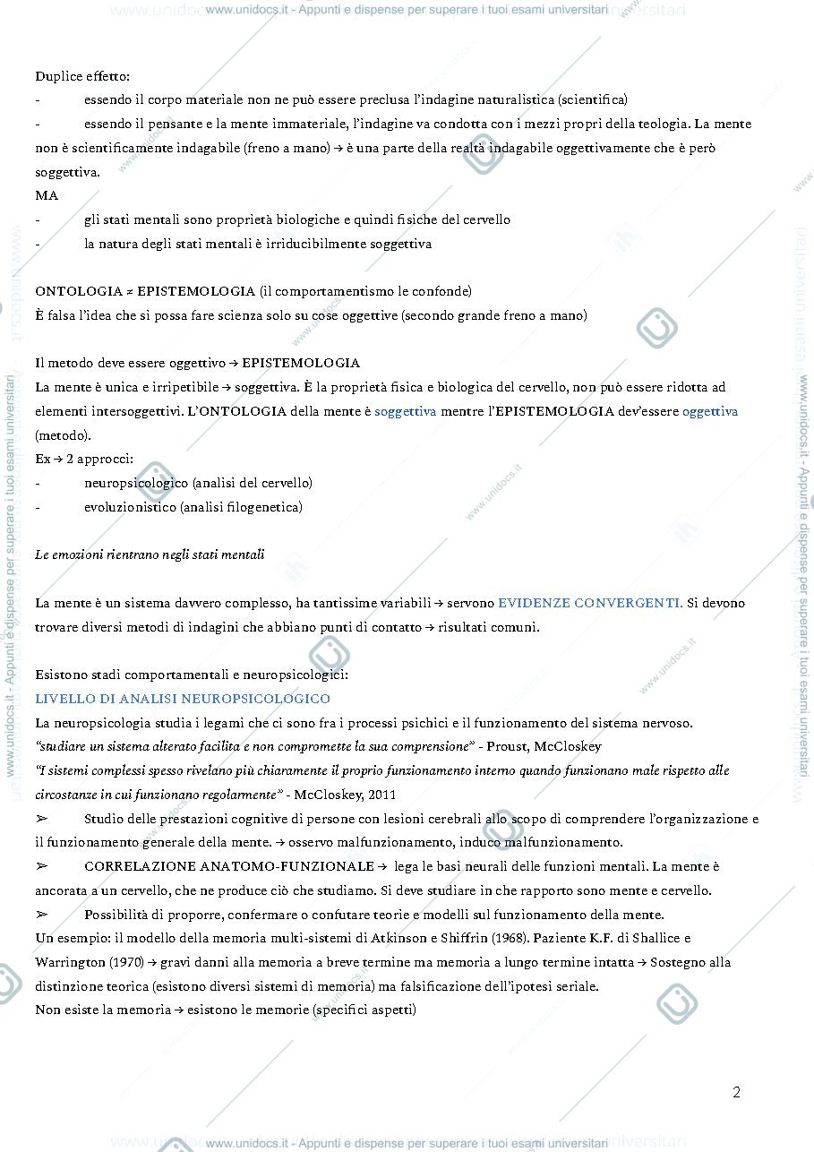 Anteprima pagina 2 — Psicologia generale appunti completi
