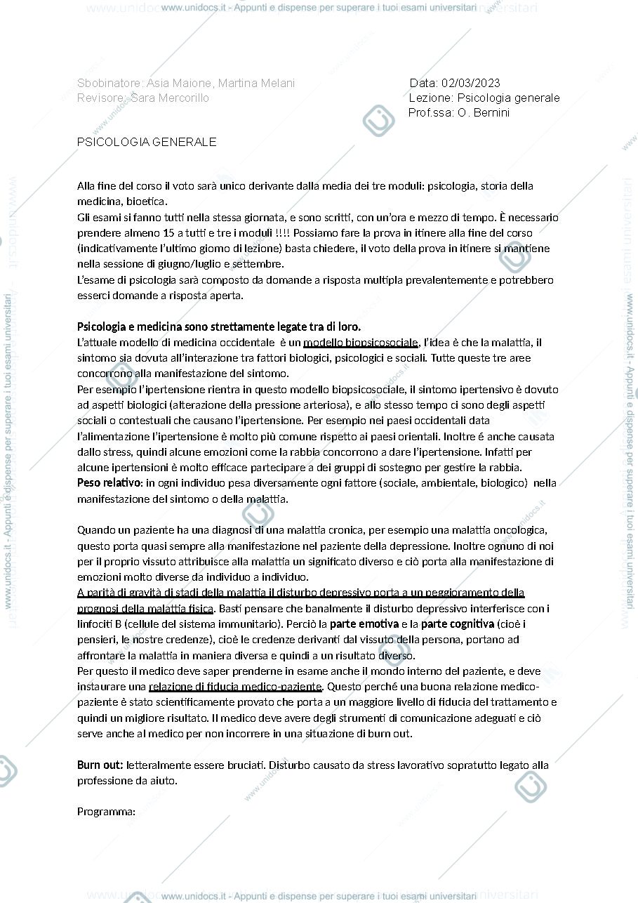 Anteprima pagina 1 — PSICOLOGIA GENERALE