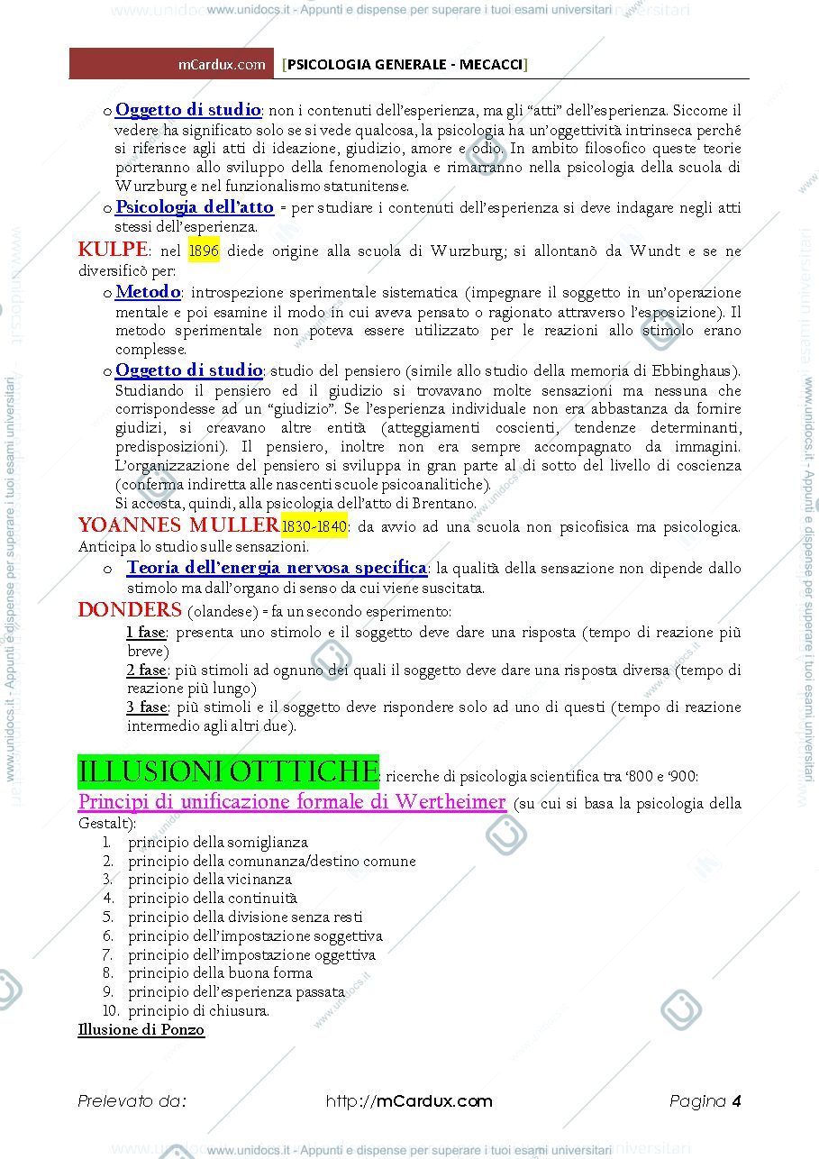 Anteprima pagina 4 — Riassunto "Manuale di Psicologia Generale"