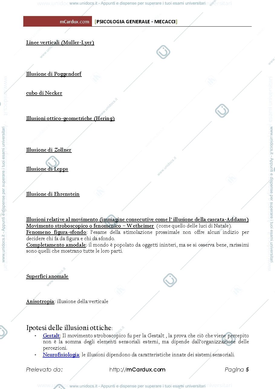 Anteprima pagina 5 — Riassunto "Manuale di Psicologia Generale"