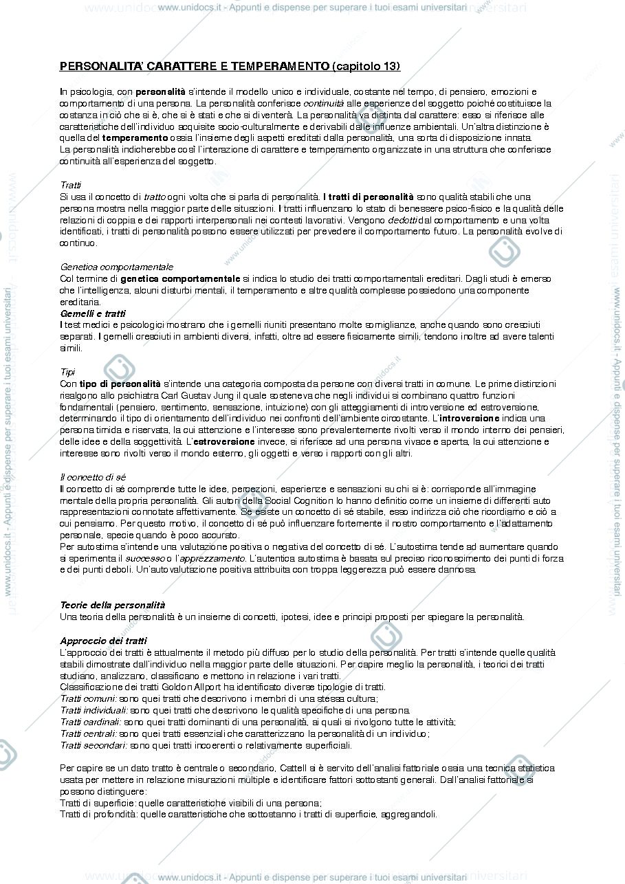 Anteprima pagina 1 — Personalità, carattere e temperamento 