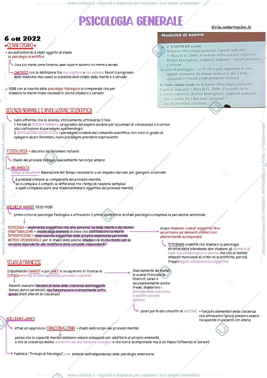 Anteprima pagina 1 — psicologia generale appunti 