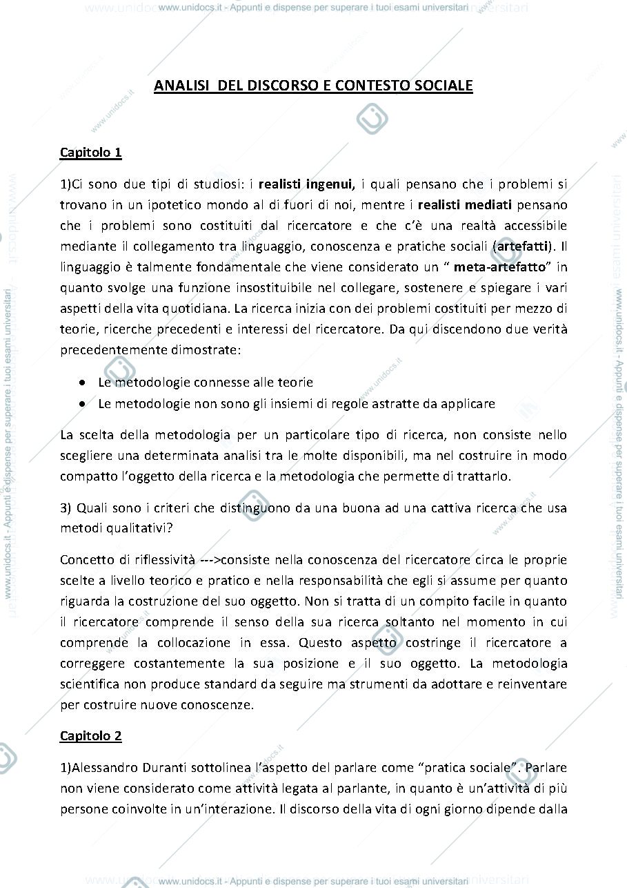 Anteprima pagina 1 — ANALISI DEL DISCORSO E CONTESTO SOCIALE