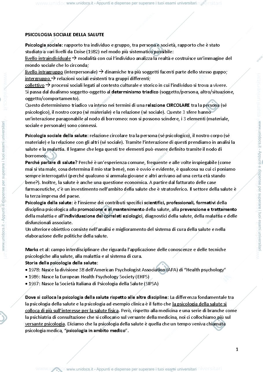Anteprima pagina 1 — Psicologia sociale della salute