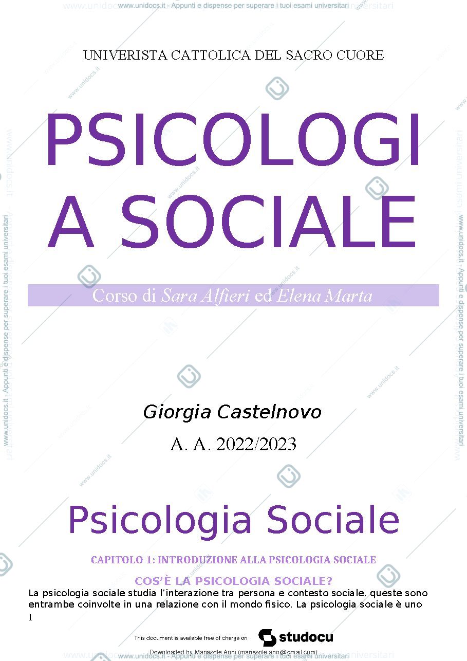Anteprima pagina 2 — appunti psicologia sociale