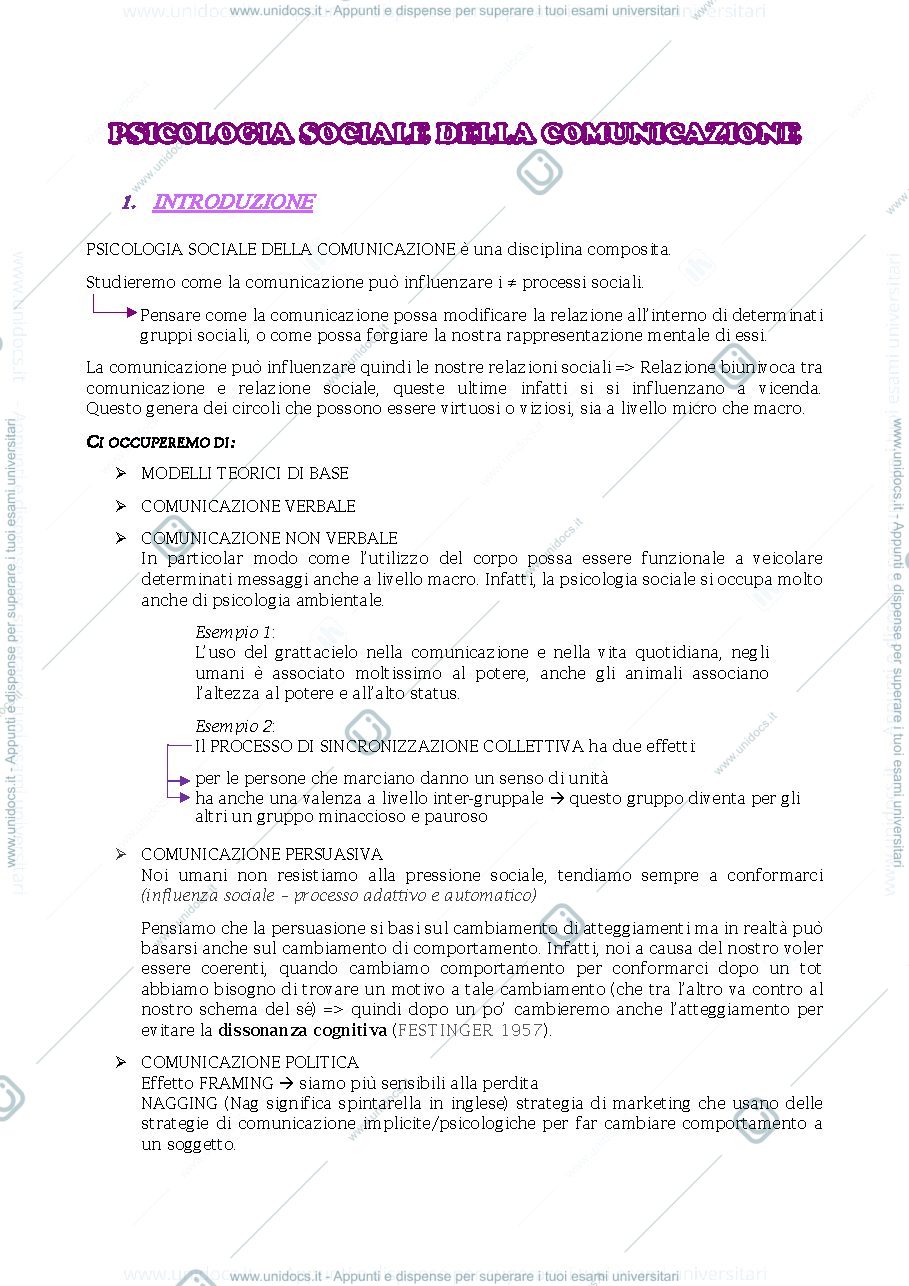 Anteprima pagina 1 — PSICOLOGIA SOCIALE