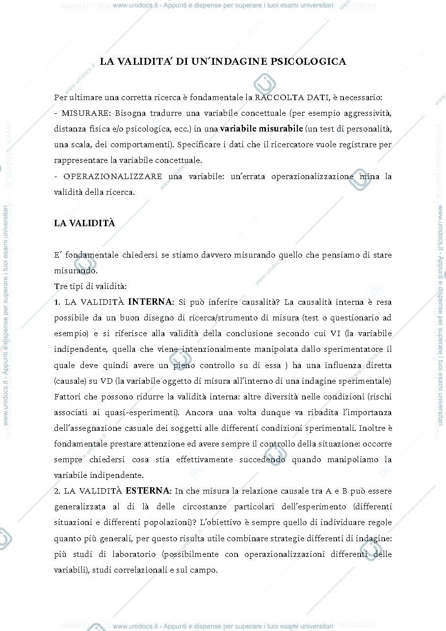 Anteprima pagina 1 — Validità indagini psicologiche