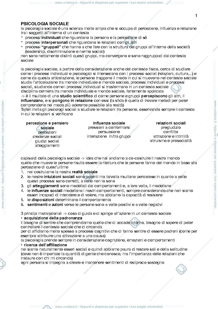 Anteprima pagina 1 — Psicologia sociale