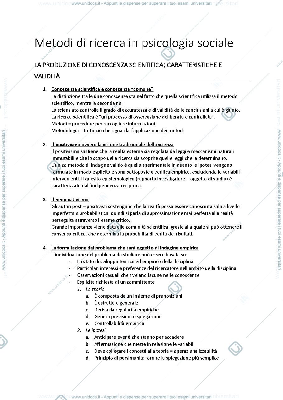 Anteprima pagina 1 — Metodi di ricerca in psicologia sociale