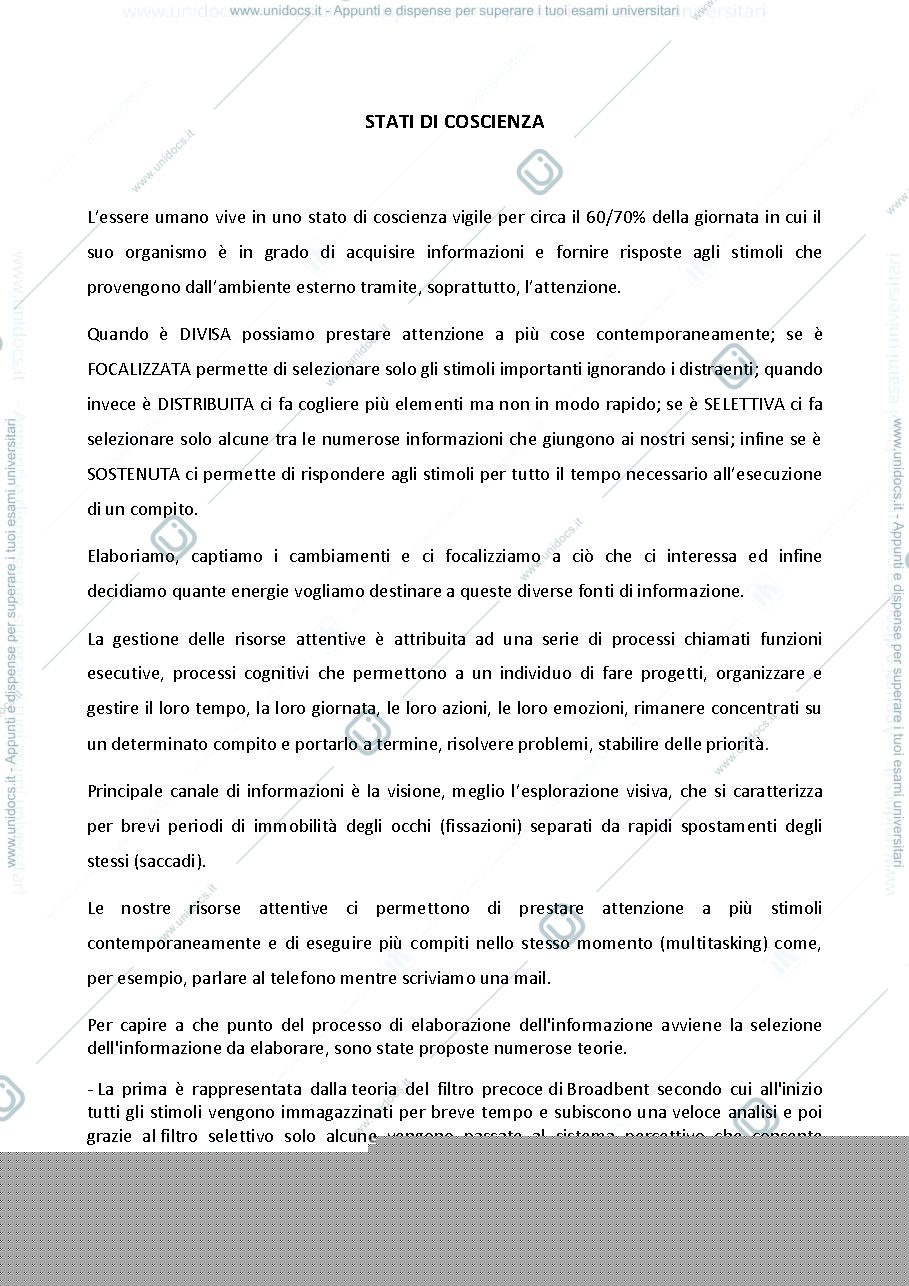 Anteprima pagina 1 — esame psicologia