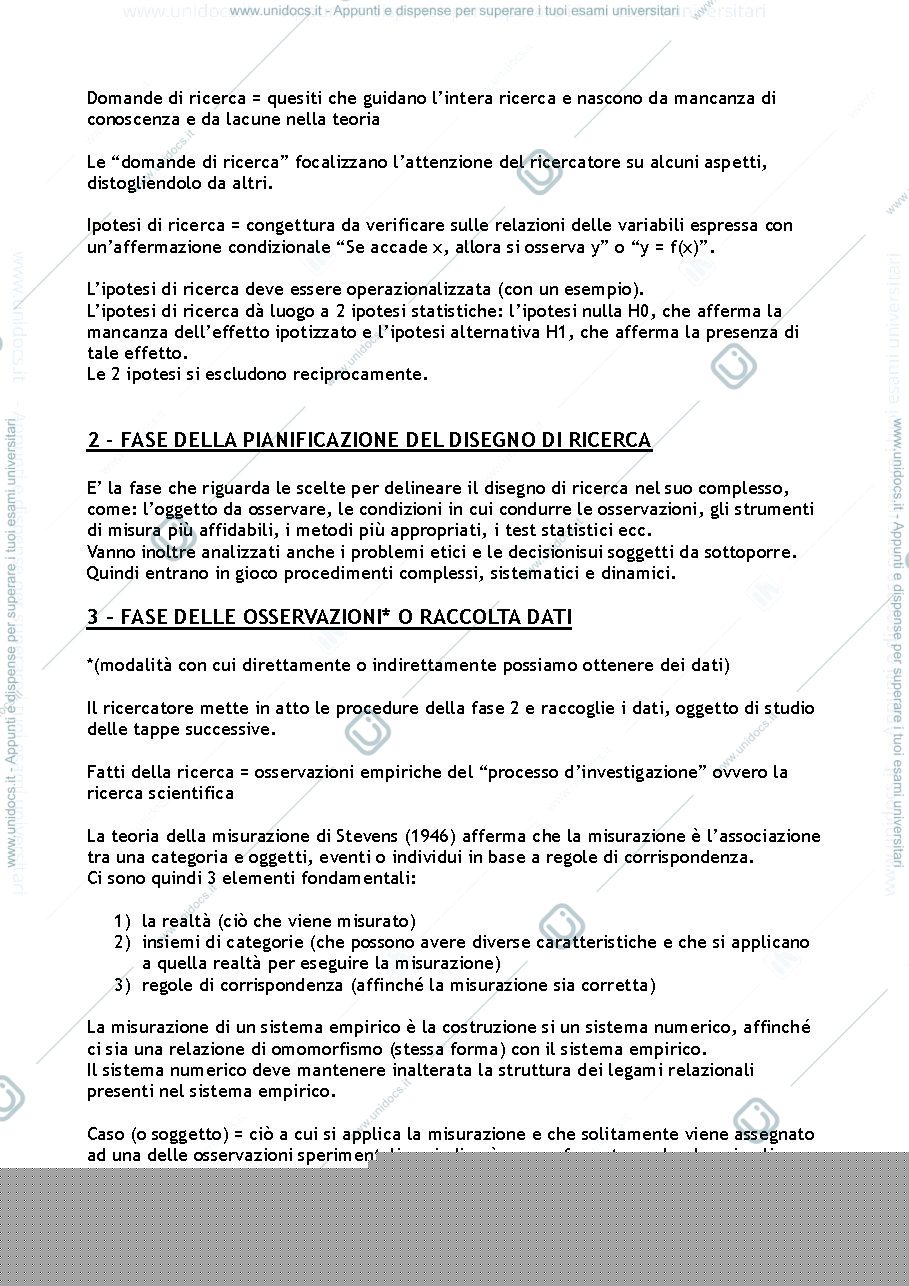 Anteprima pagina 3 — Riassunto "Metodologia della Ricerca Psicologica" cap.2-3-4