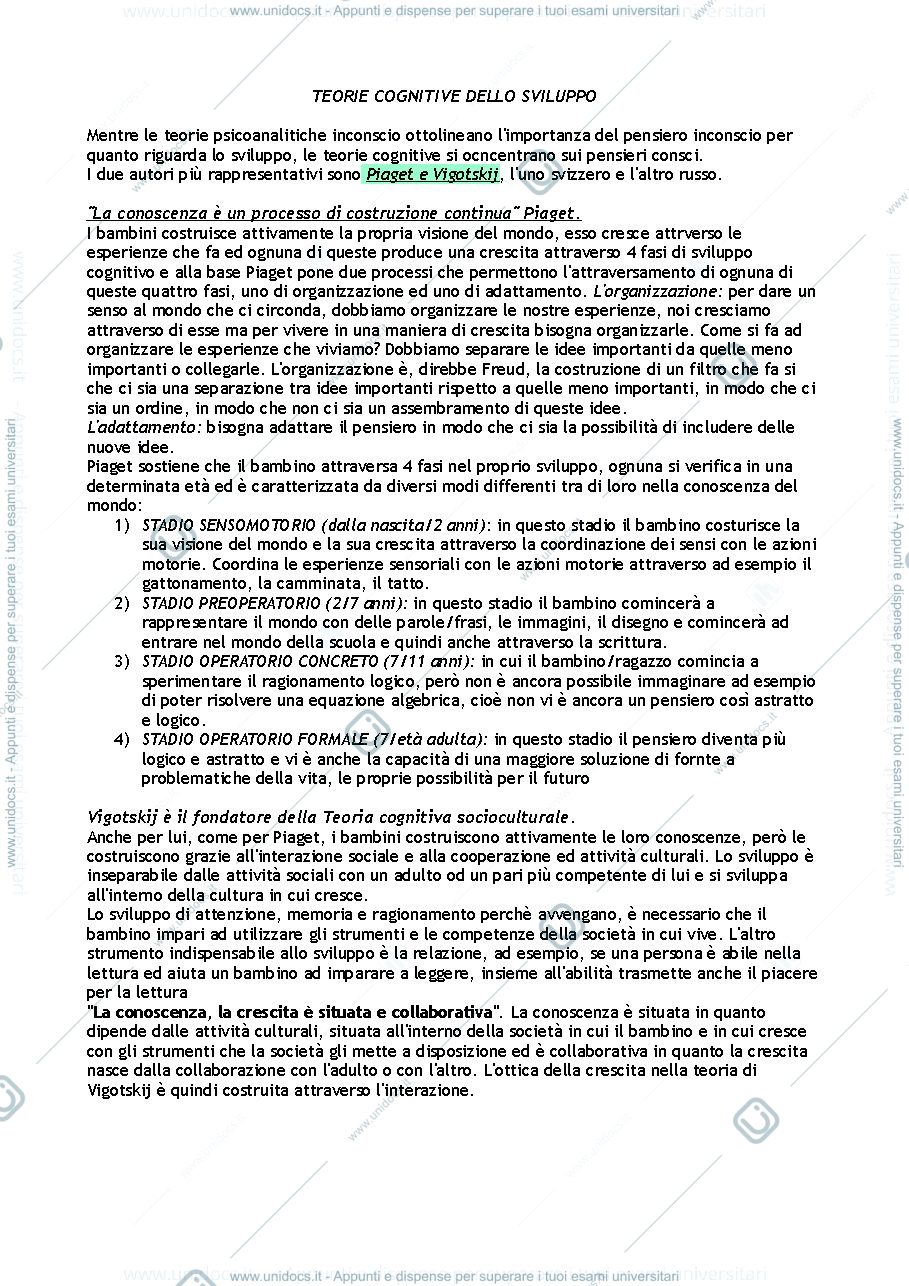 Anteprima pagina 1 — psicologia dello sviluppo