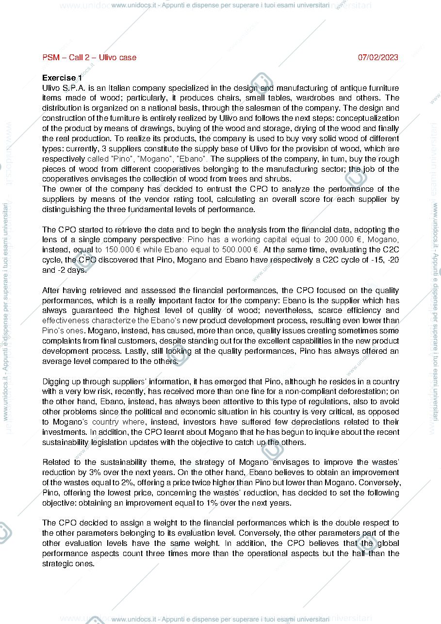 Anteprima pagina 1 — Esempio di esame di PSM 2023
