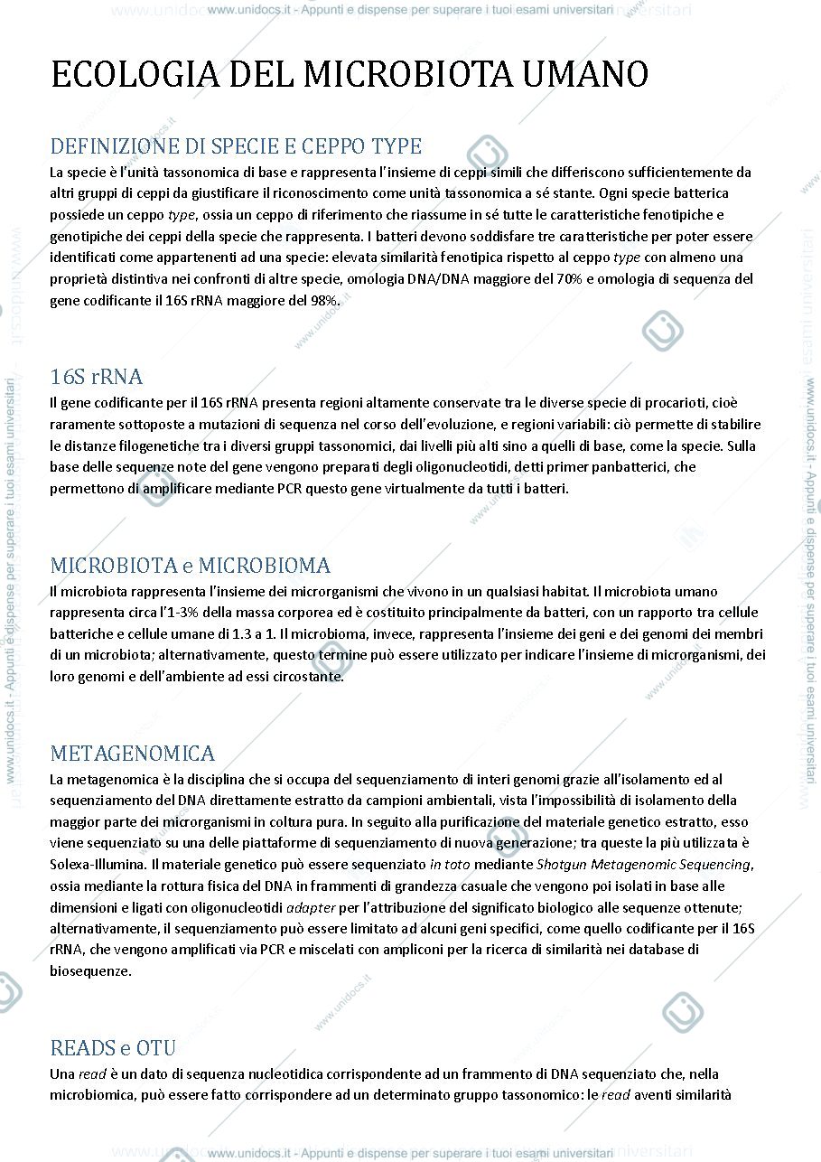 Anteprima pagina 1 — ECOLOGIA DEL MICROBIOTA UMANO