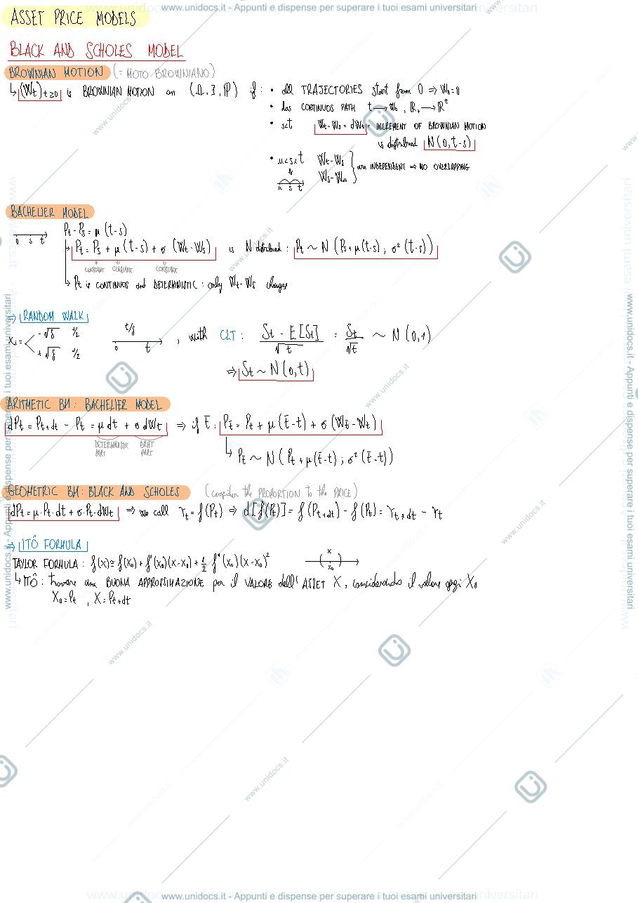Anteprima pagina 1 — Teoria quantitative finance