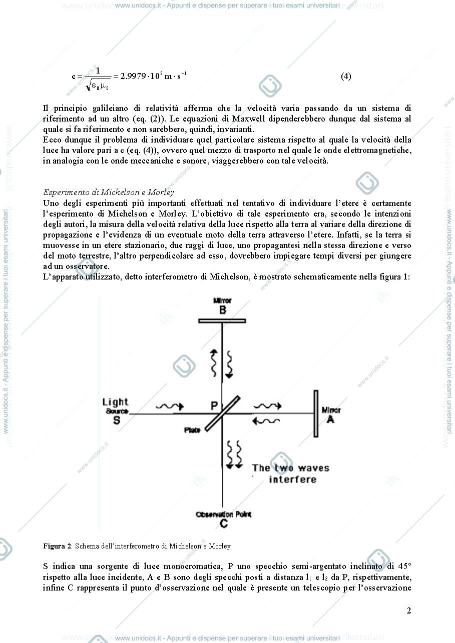 Anteprima pagina 2 — Cenni di Meccanica relativistica