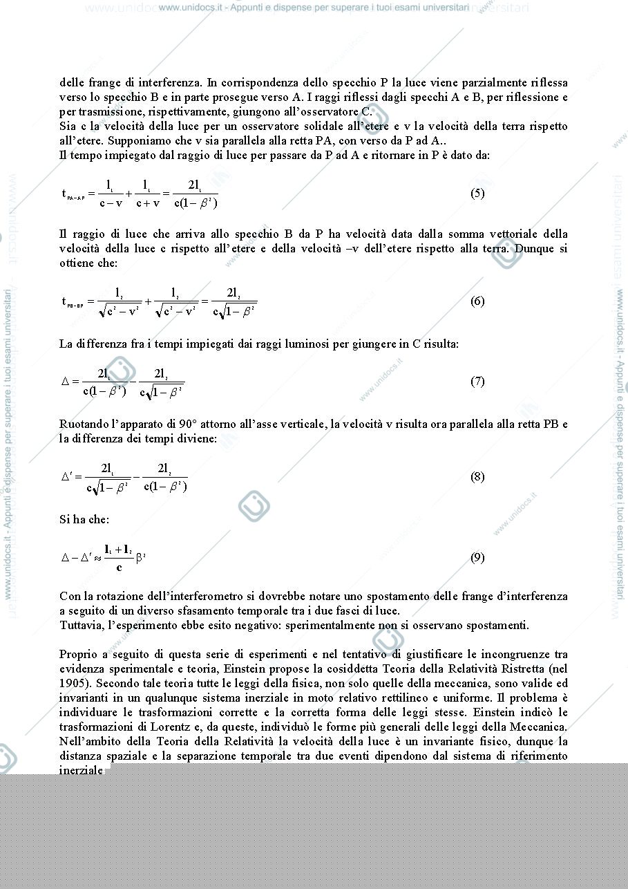 Anteprima pagina 3 — Cenni di Meccanica relativistica