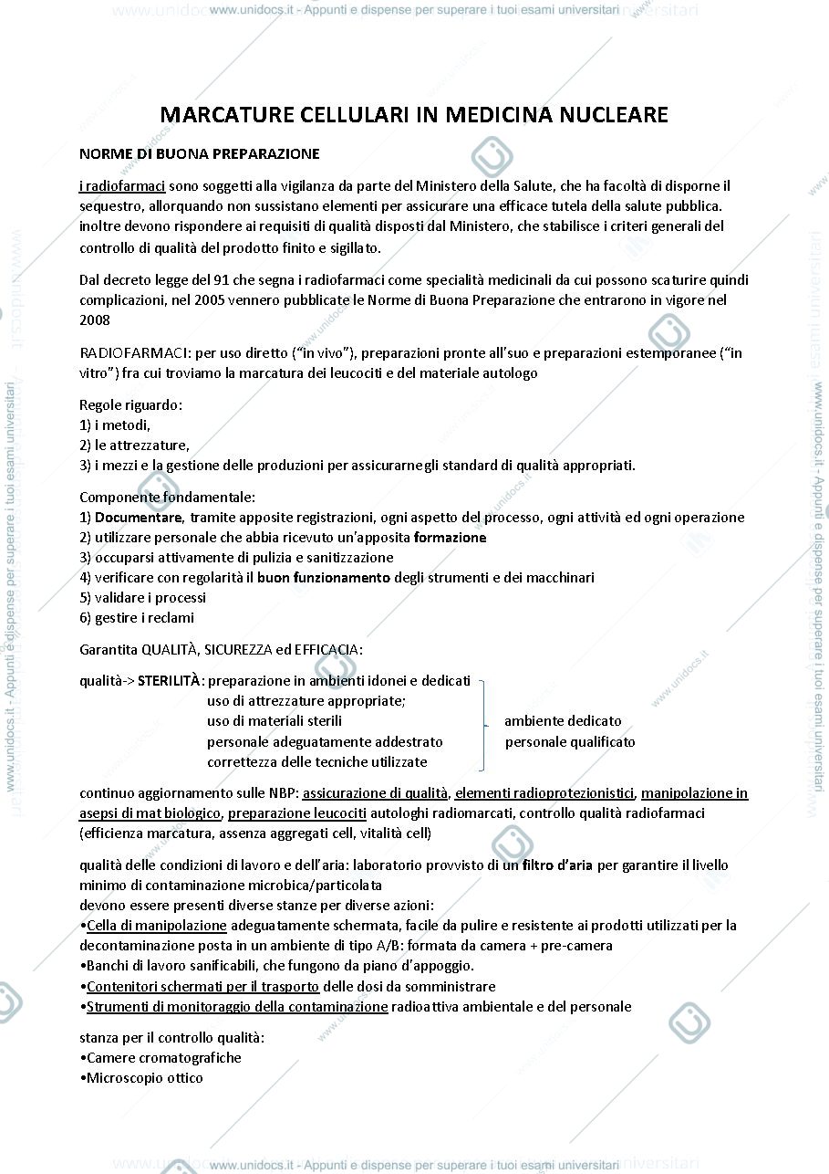 Anteprima pagina 1 — Marcature cellulari in medicina nucleare