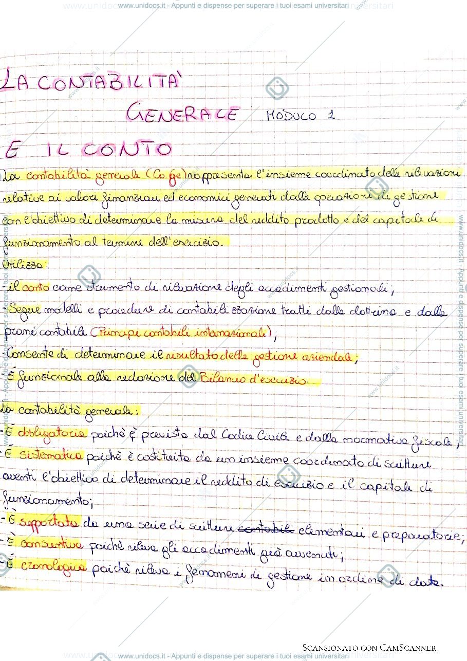 Anteprima pagina 1 — La Co.Ge, il conto e il metodo della partita doppia.