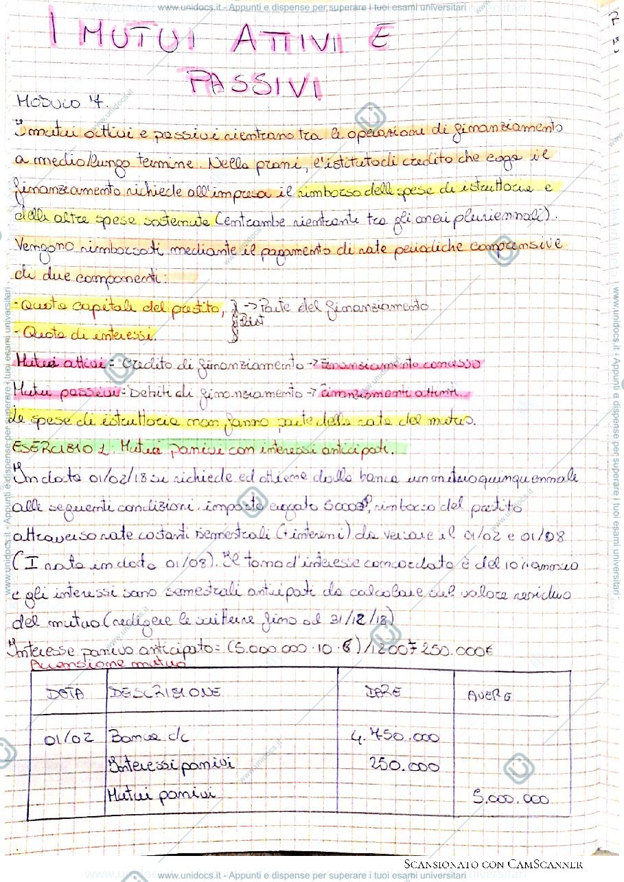 Anteprima pagina 1 — Mutui attivi e passivi