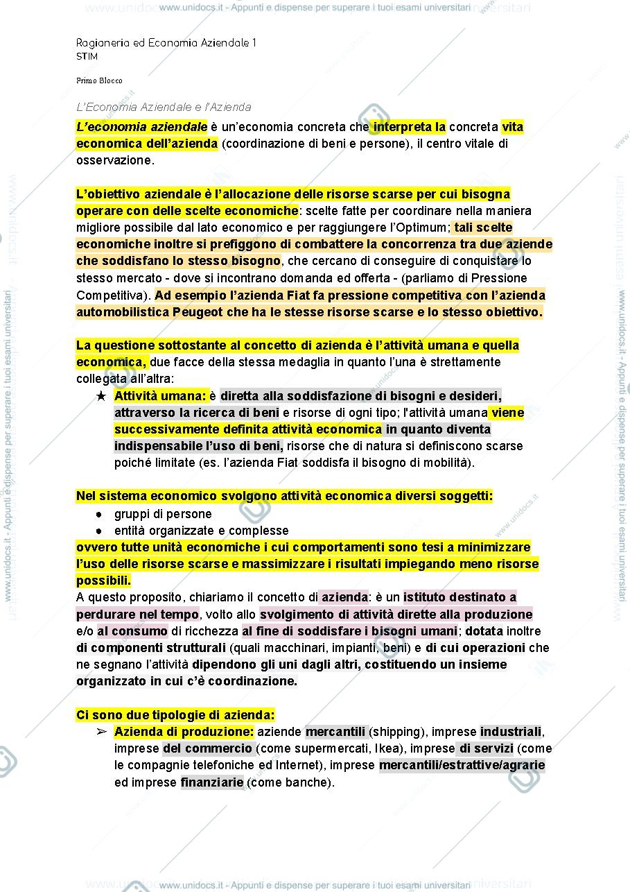 Anteprima pagina 1 — Economia aziendale