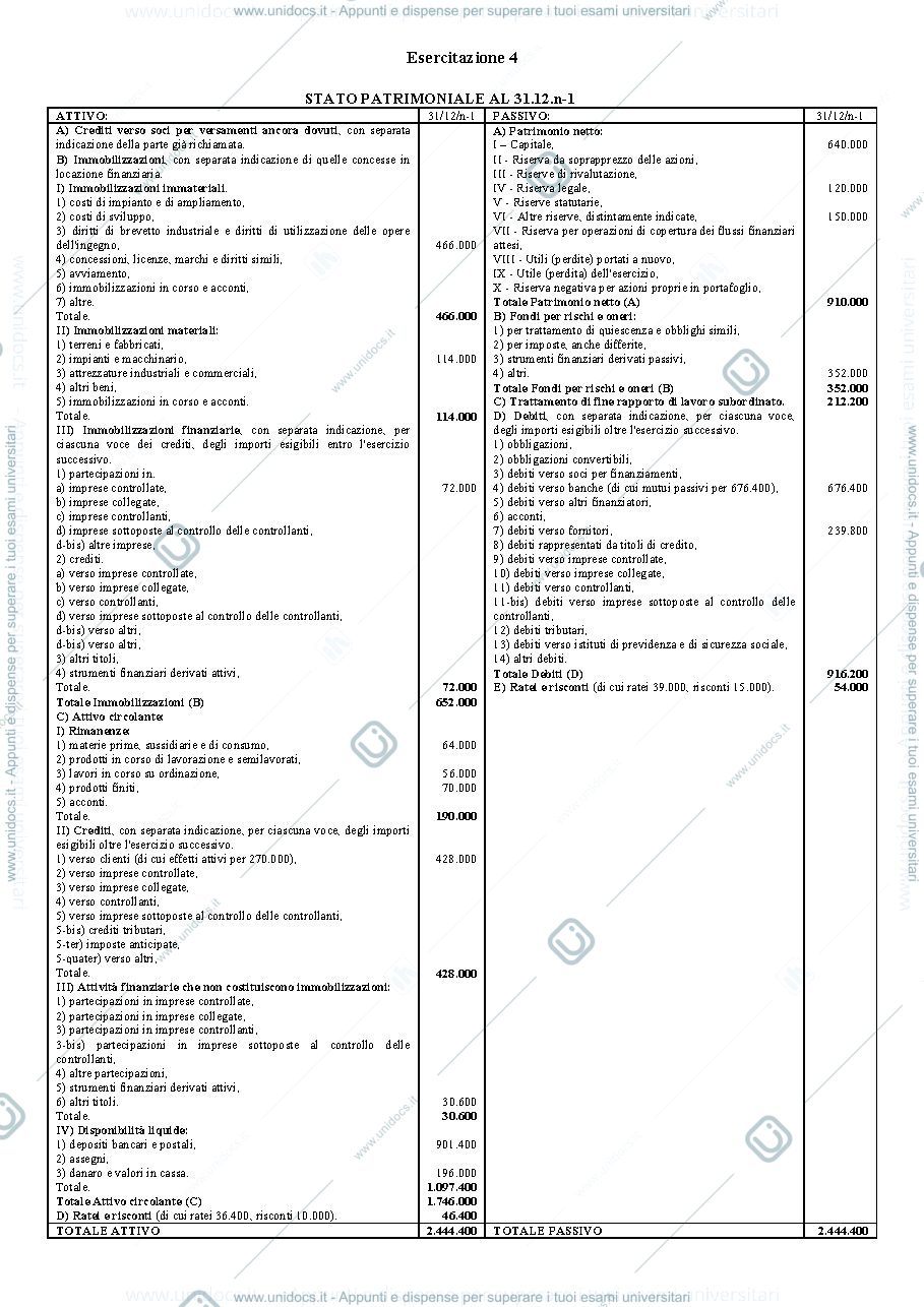Anteprima pagina 1 — esercitazione completa numero 4