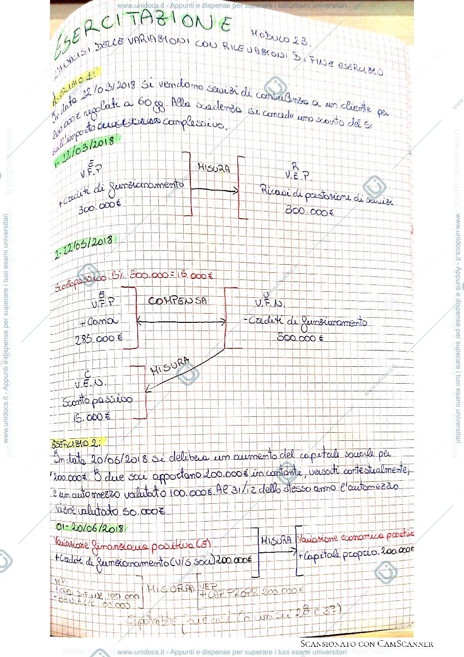 Anteprima pagina 1 — Esercitazione analisi delle variazioni 2