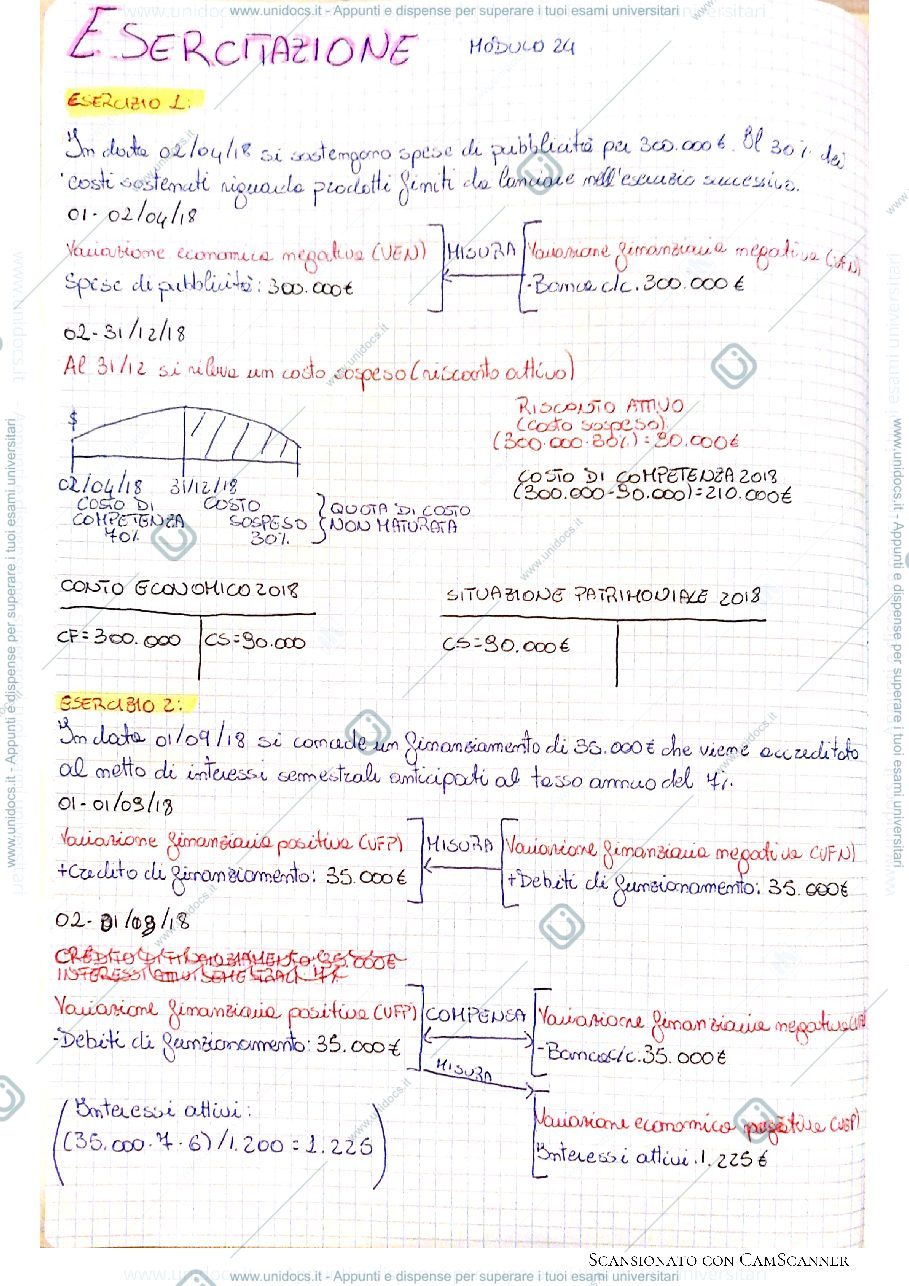 Anteprima pagina 1 — Esercitazione analisi delle variazioni 3