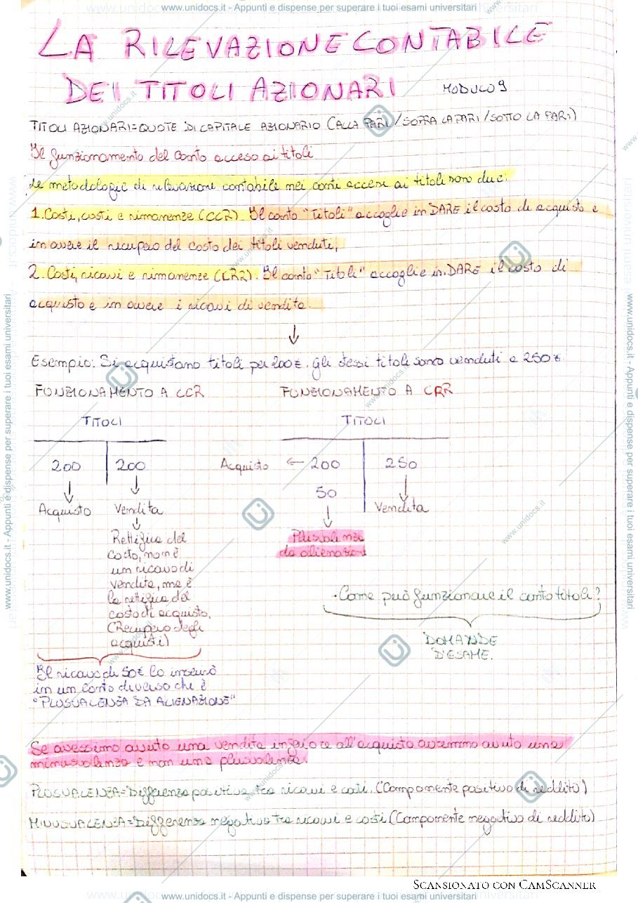 Anteprima pagina 1 — La rilevazione contabile dei titoli azionari