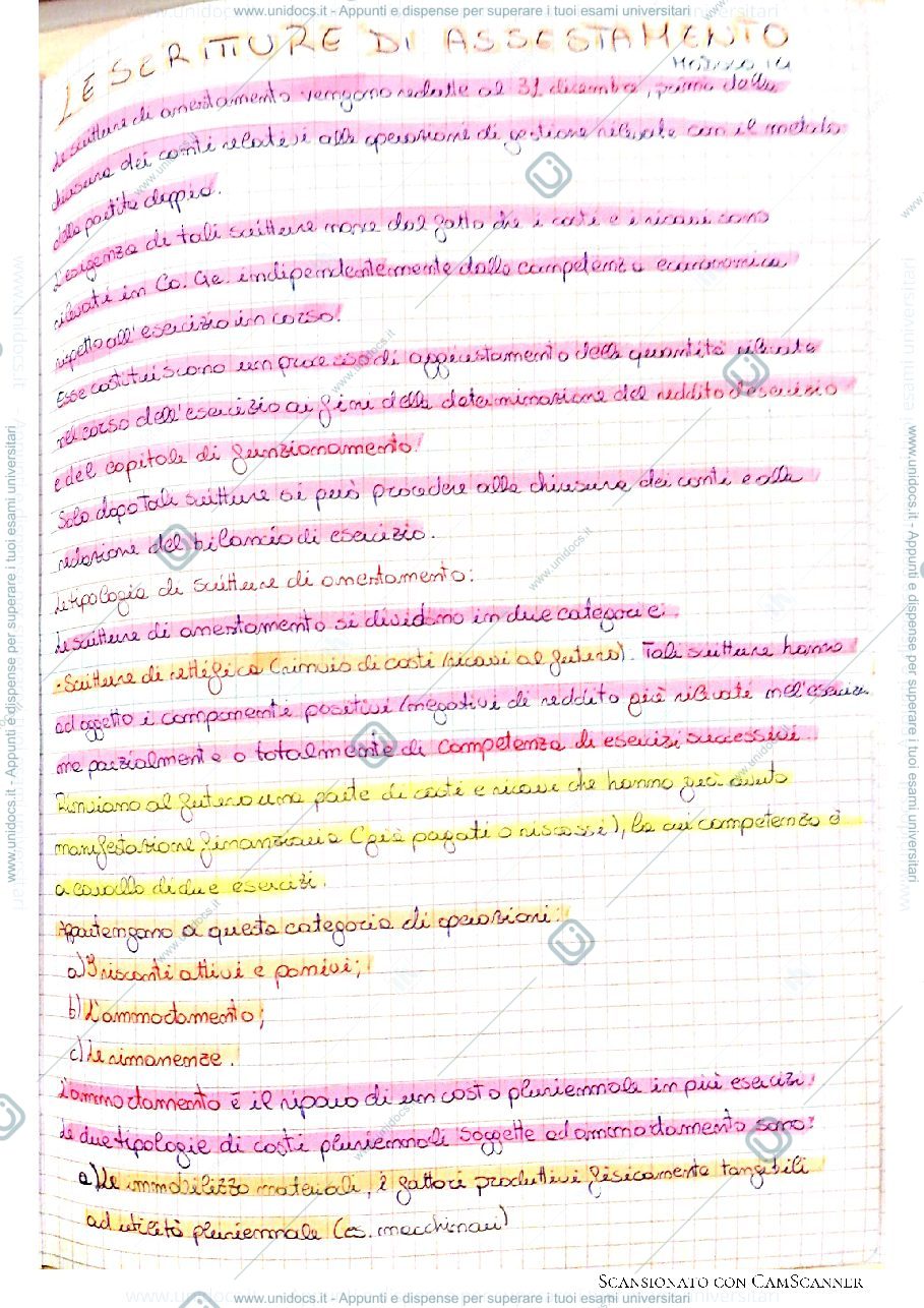 Anteprima pagina 1 — Scritture di assestamento