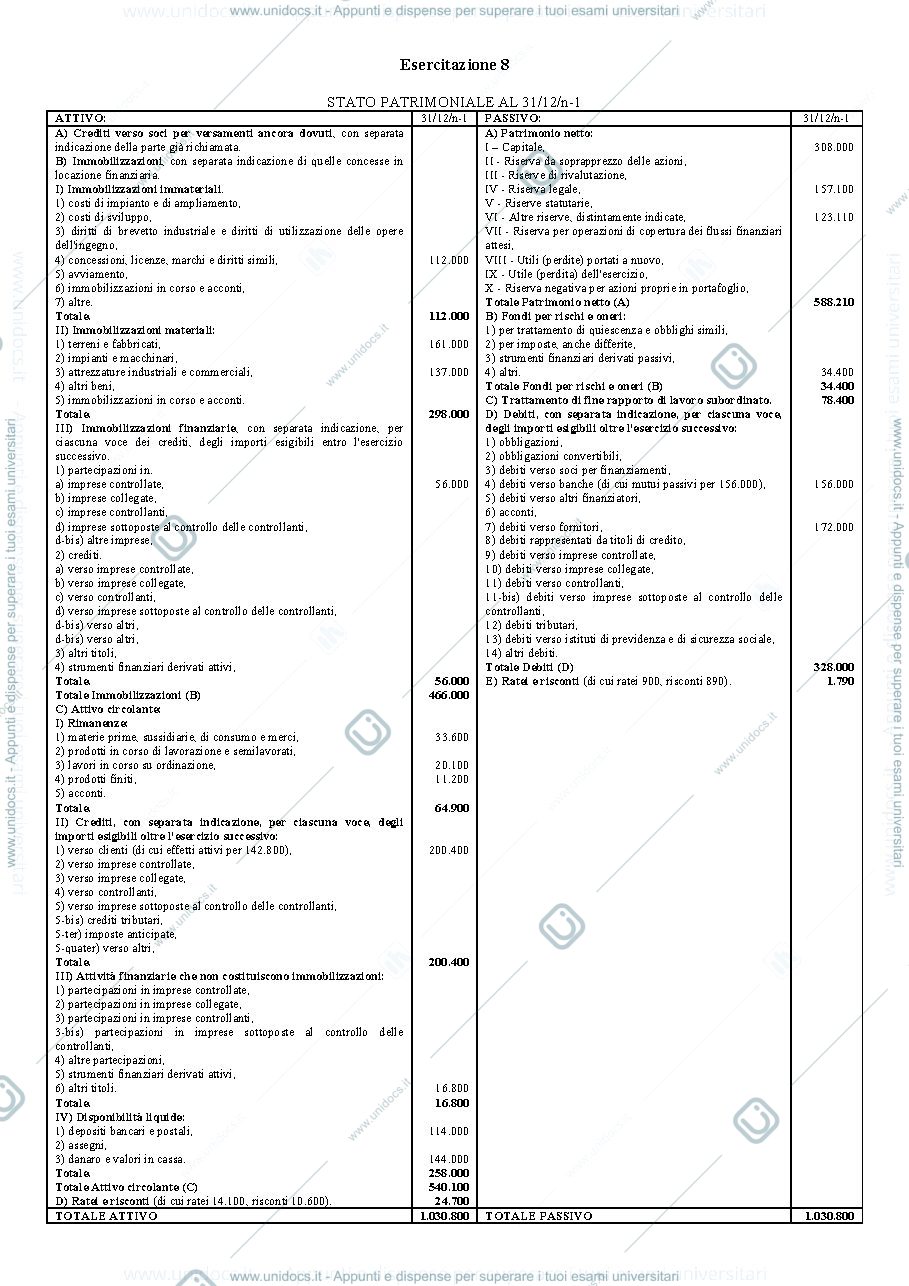 Anteprima pagina 1 — esercitazione completa numero 8