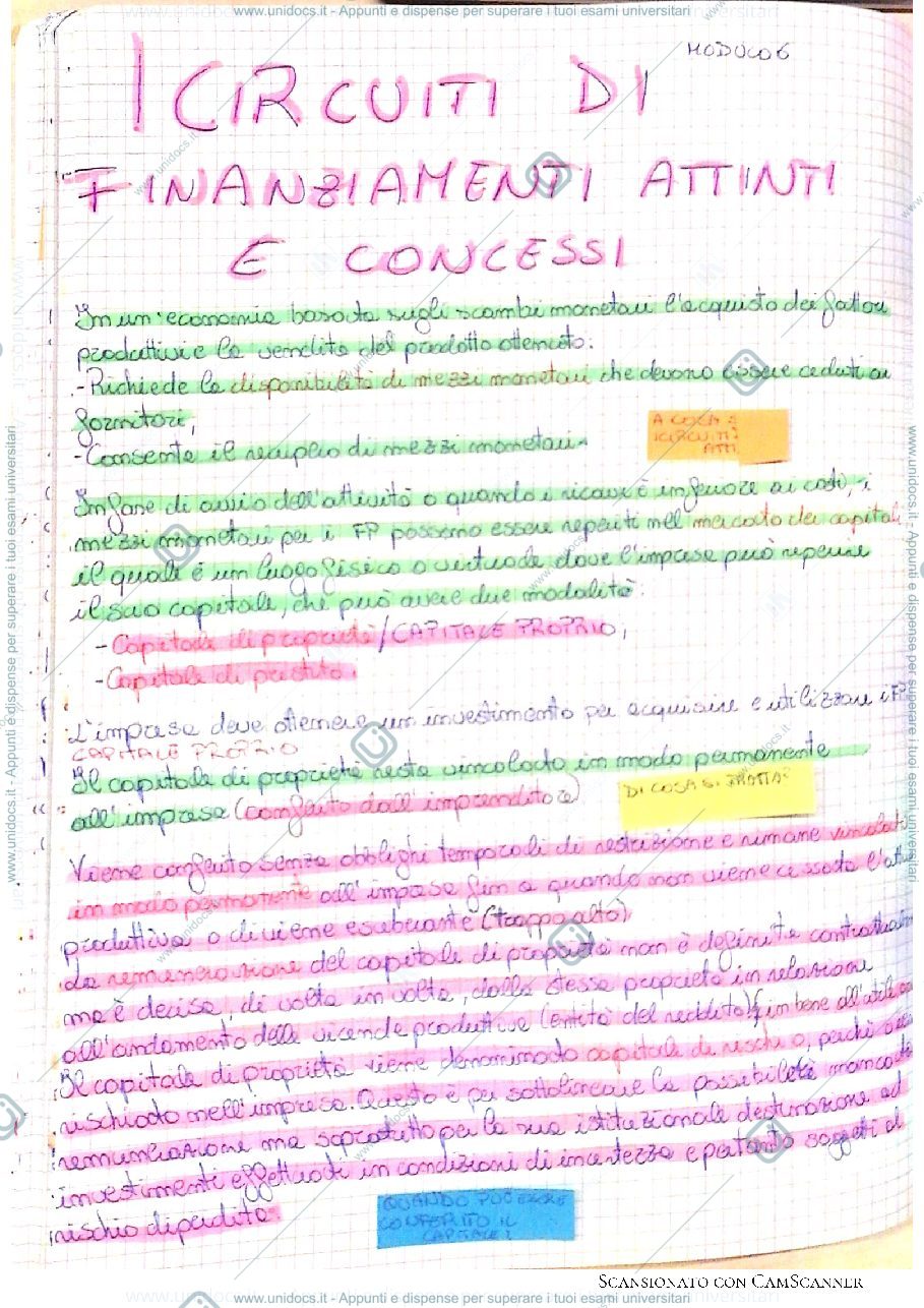Anteprima pagina 1 — Il circuito dei finanziamenti attinti e concessi.