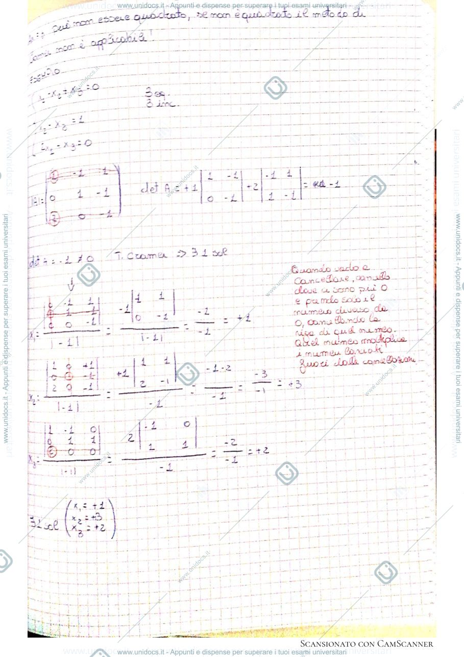Anteprima pagina 2 — Teorema di Cramer e esercitazione