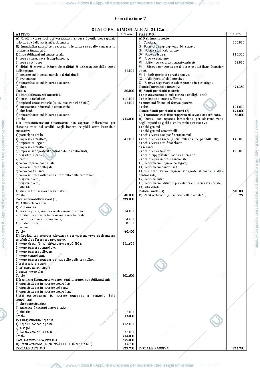 Anteprima pagina 1 — esercitazione completa numero 7