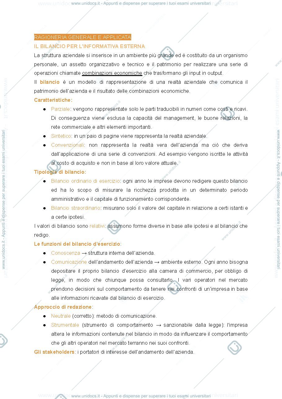 Anteprima pagina 1 — teoria ragioneria