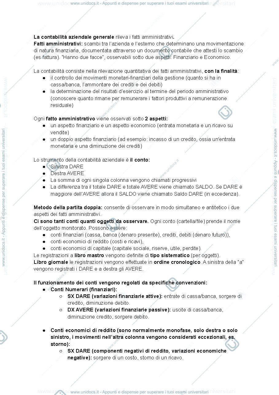 Anteprima pagina 1 — Riasssunto ragioneria metodologica