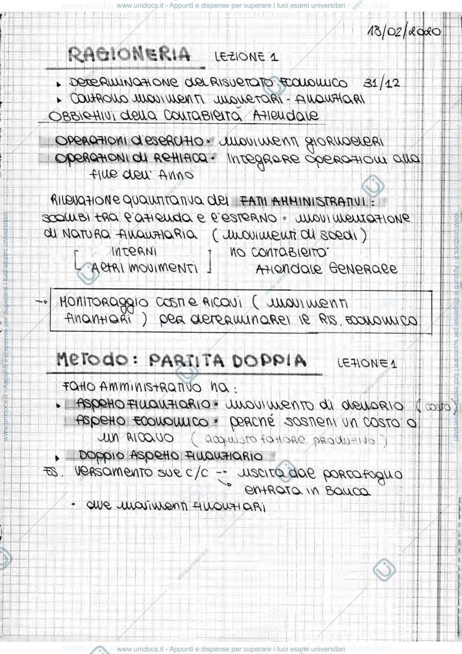 Anteprima pagina 1 — Appunti di ragioneria Metodologica