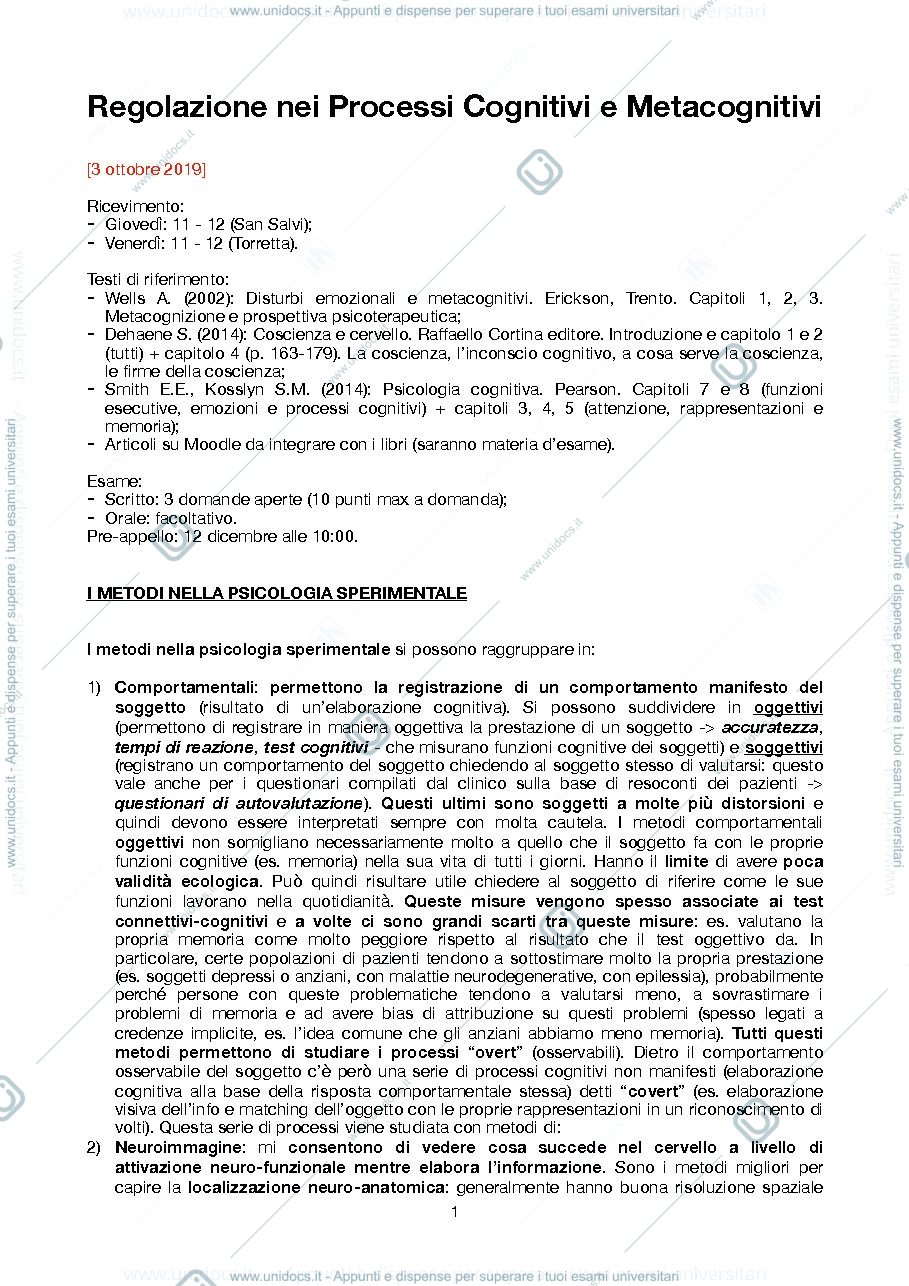 Anteprima pagina 1 — regolazione processi cognitivi