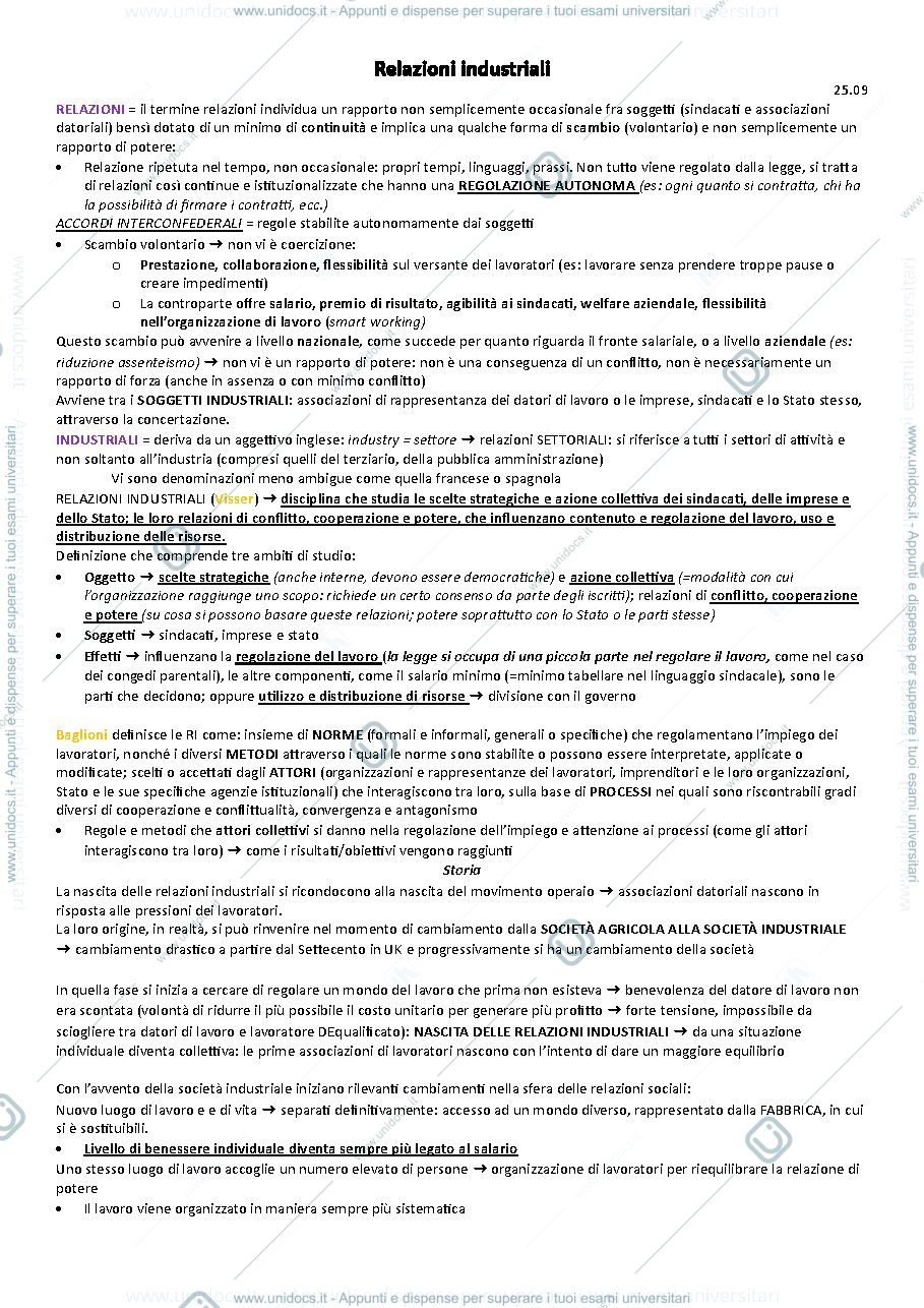 Anteprima pagina 1 — Relazioni industriali