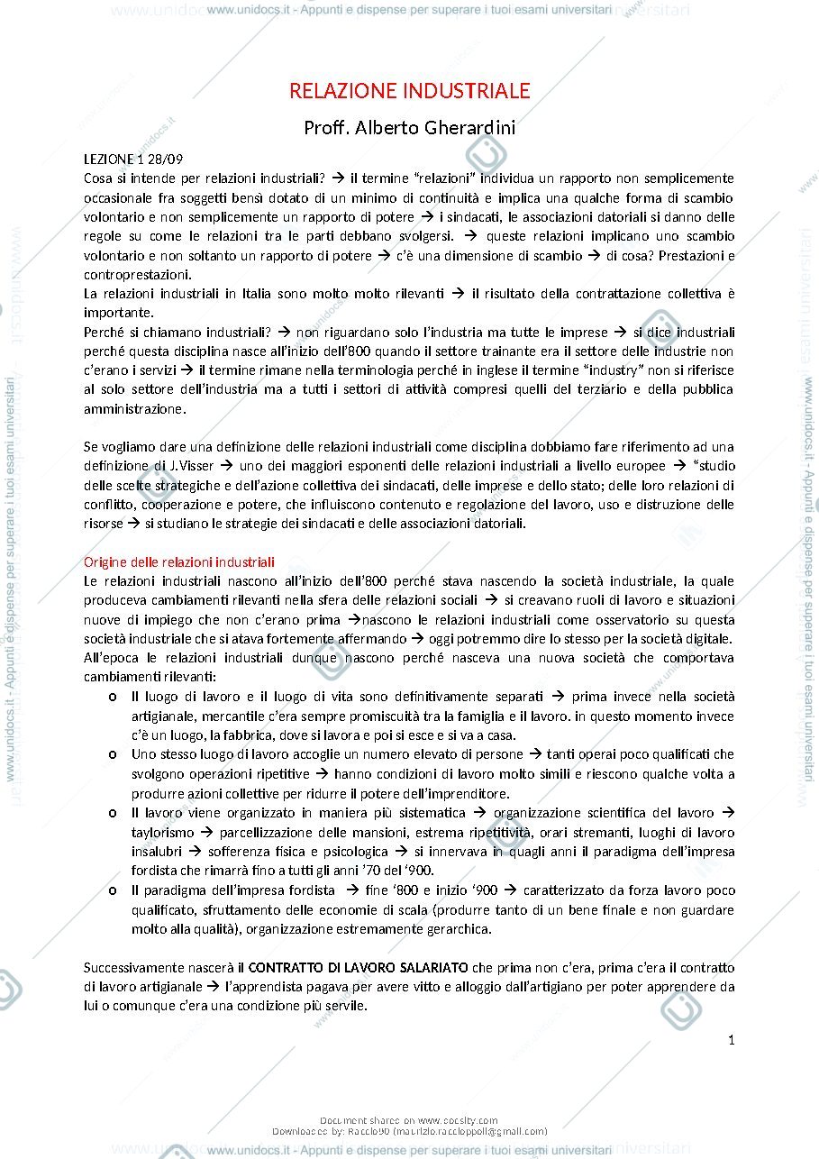 Anteprima pagina 2 — Relazioni industriali