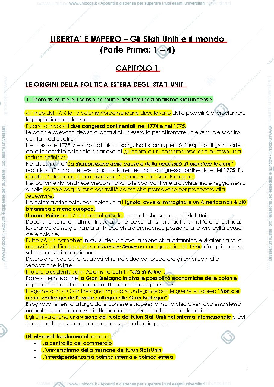 Anteprima pagina 1 — Riassunto del Libro Libertà e Impero