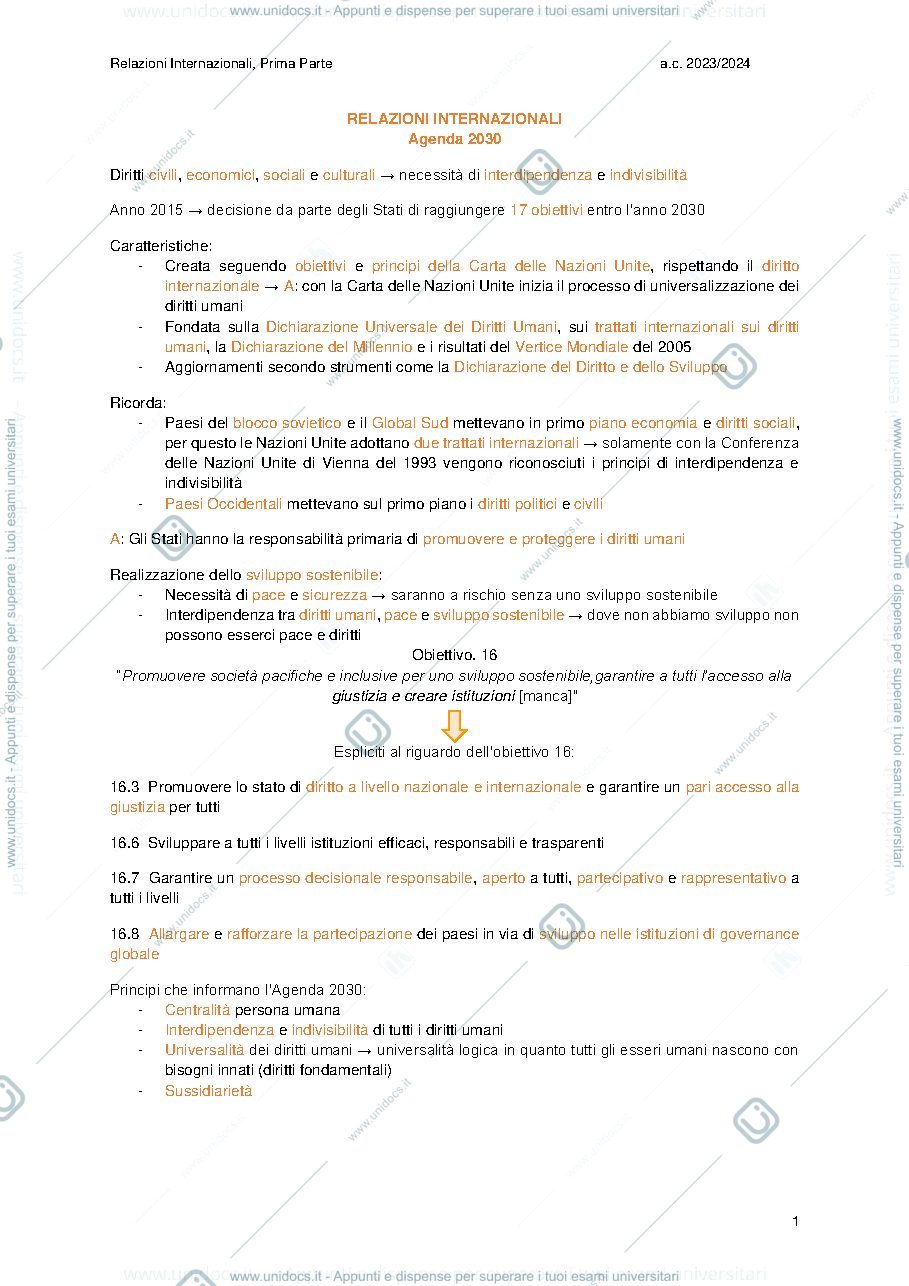 Anteprima pagina 1 — Relazioni Internazionali UNIPD