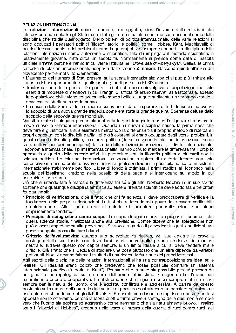 Anteprima pagina 1 — Relazioni internazionali 