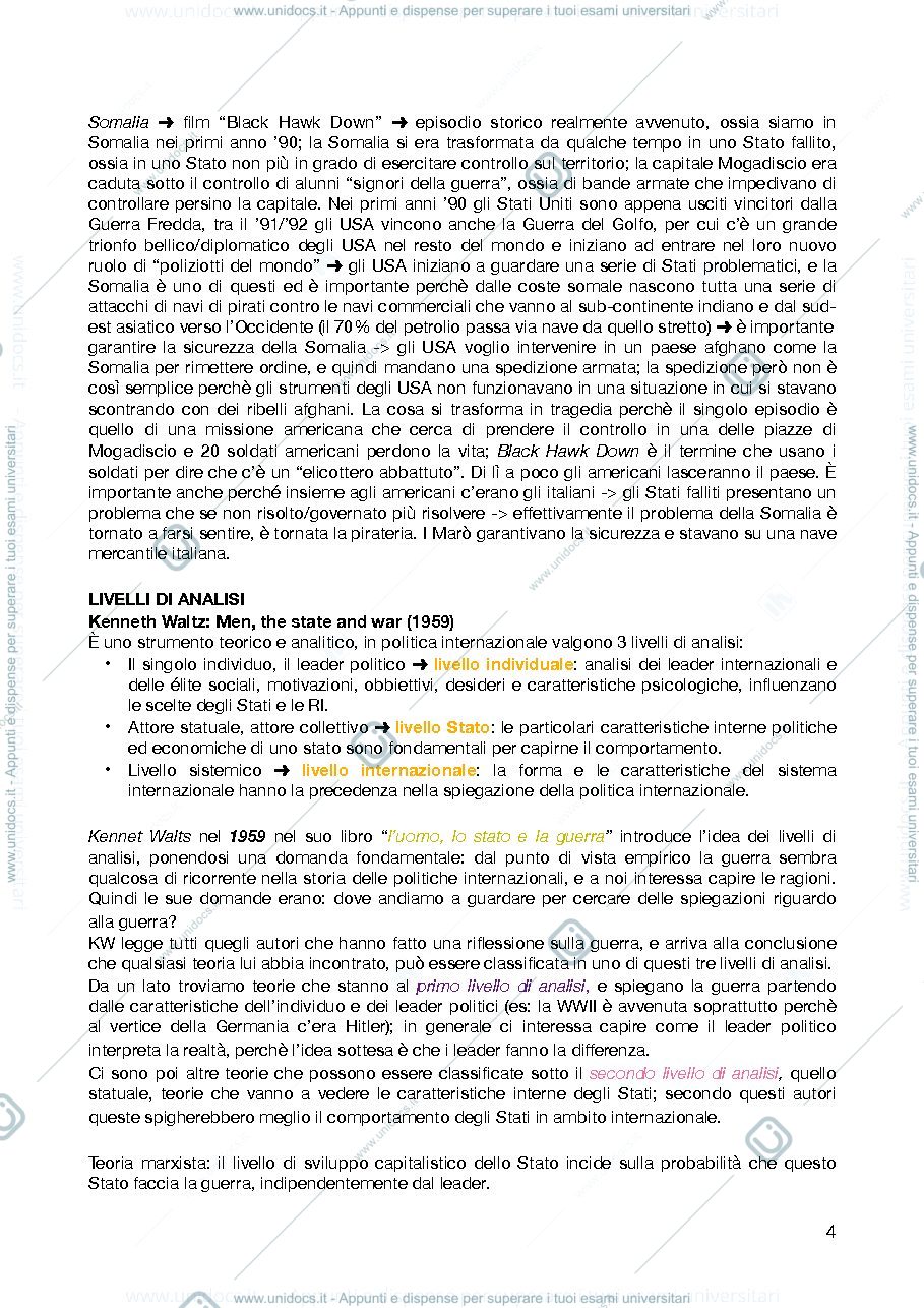 Anteprima pagina 4 — appunti primo semestre relazioni internazionali